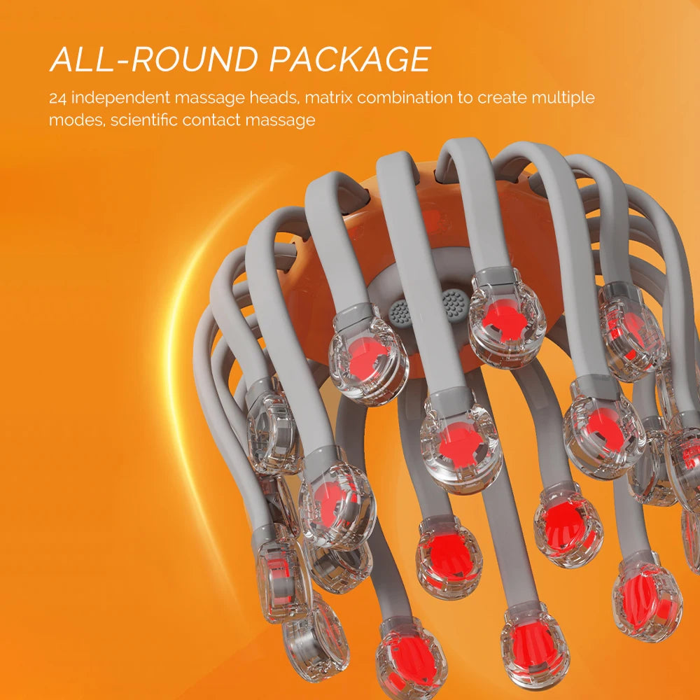 24 Heads Octopus Claw Head Massager Electric Scalp Massager 24 Point Vibration Massage Scratcher Bluetooth Music Relaxation